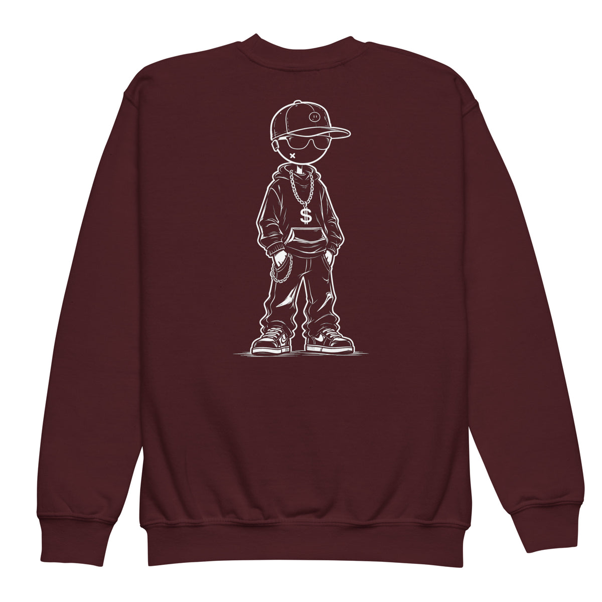 Youth crewneck sweatshirt Gangster — Maroon