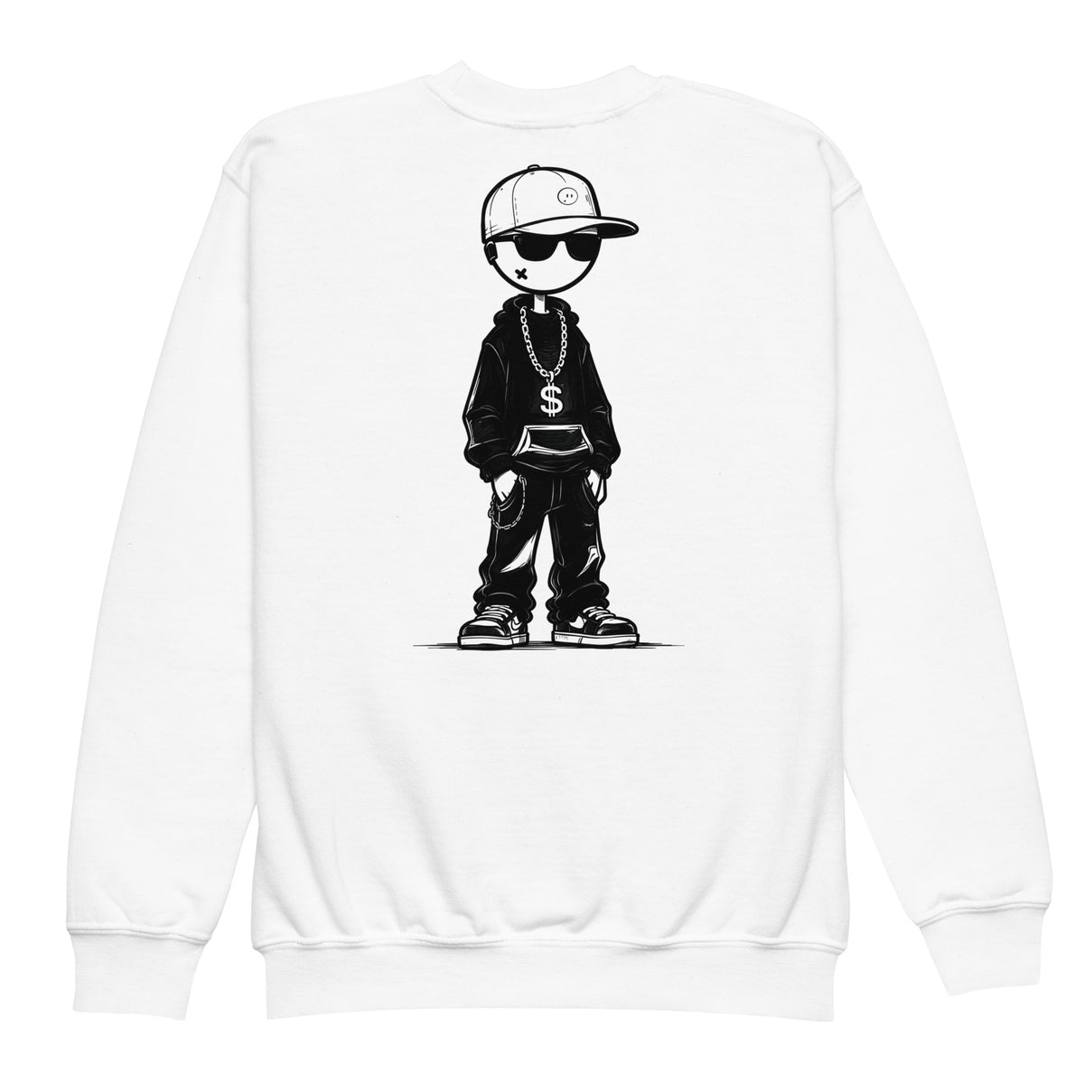 Youth crewneck sweatshirt Gangster — White